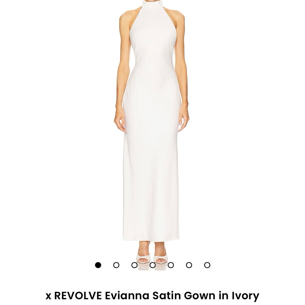 REVOLVE Evianna Backless Satin Dress in Ivory
